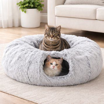 Лежанка-тунель для кота, 84&times;73&times;27см, Сірий / М'яка лежанка для кота / Лабіринт для кота / Ігровий тунель для котів 234588434 фото
