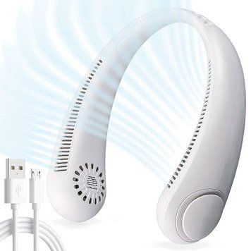 Портативный вентилятор на шею 3 режима, 2400mAh, с USB, Розовый / Шейный вентилятор / Аккумуляторный вентилятор для шеи 234578279 фото