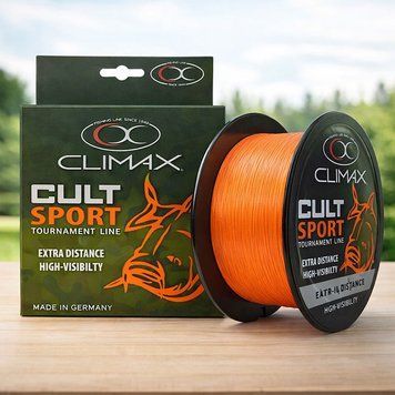 Нейлоновая леска для ловли рыбы 0,25мм, 5,8кг, 1000м, Climax Cult carp sport, Оранжевая / Рыболовная леска / Леска для рыбалки 345704450 фото