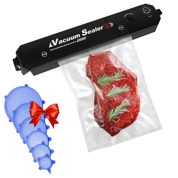 Побутовий вакууматор Vacuum Sealer + Подарунок Набіо кришок 6шт Silicon Cap / Вакуумний пакувальник їжі 234562465(_цей артикул вірний) фото