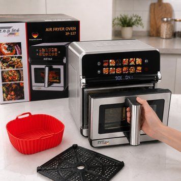 Сенсорный аэрогриль с двумя тенами на 13 л, 4200W, Zep Line, Серебристый / Аэрофритюрница / Мультипечь / Аэрогриль без масла 234598000 фото