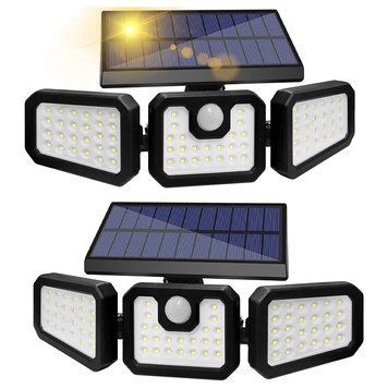 Комплект 2шт Вуличний ліхтар на сонячній батареї FL-1725А, 74LED / Потрійний настінний світильник 234562331(связка) фото