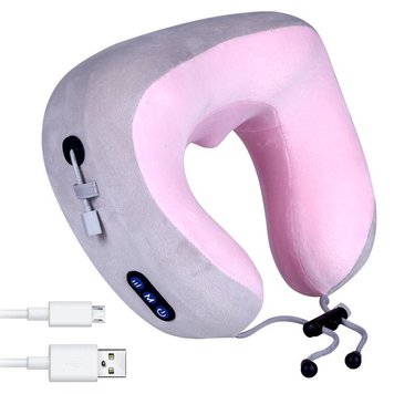 Бездротова масажна подушка для шиї з USB, U-Shaped Upgrade Vibration Pillow / Вібраційна подушка-масажер з пам'яттю 234560264 фото