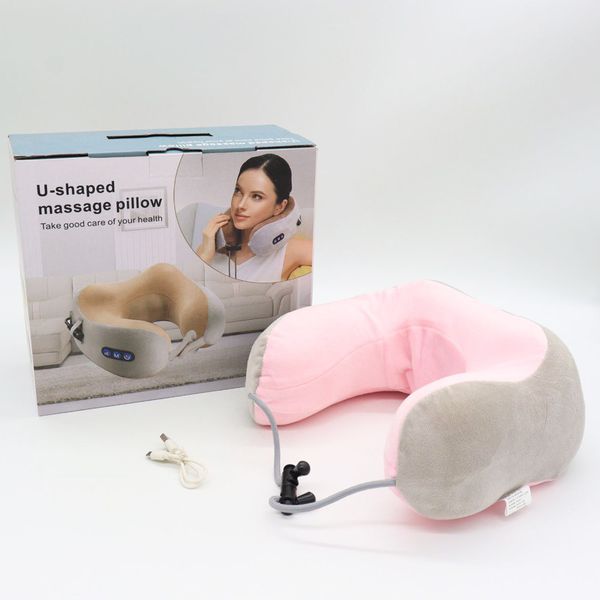 Бездротова масажна подушка для шиї з USB, U-Shaped Upgrade Vibration Pillow / Вібраційна подушка-масажер з пам'яттю 234560264 фото