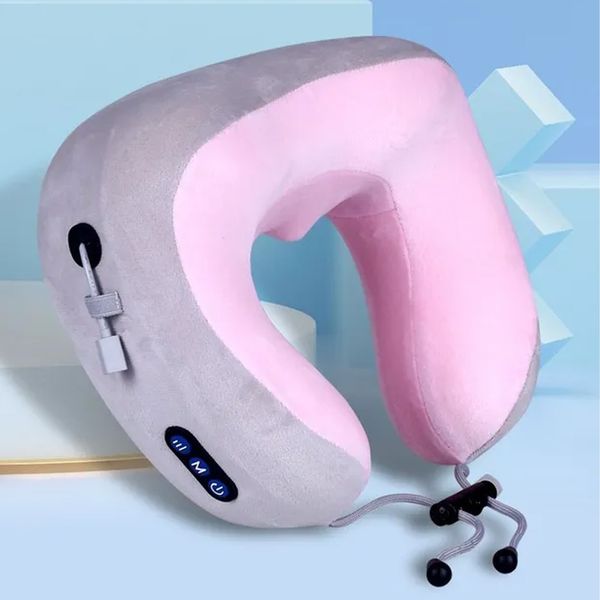 Бездротова масажна подушка для шиї з USB, U-Shaped Upgrade Vibration Pillow / Вібраційна подушка-масажер з пам'яттю 234560264 фото