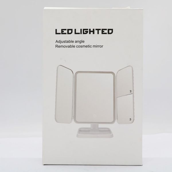 Косметичне потрійне дзеркало з LED підсвіткою та USB, XW 810, Біле / Сенсорне дзеркало для макіяжу 234570252 фото