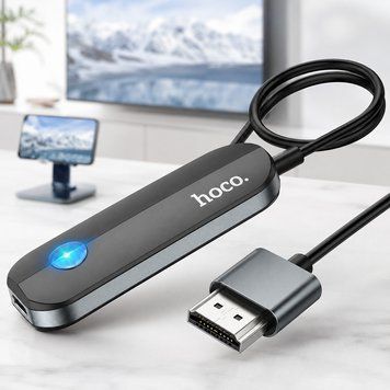 Бездротовий HDMI адаптер для телевізора Hoco UA23, Чорний / Wi-Fi дисплей ресивер / Перехідник для телефону на ТВ 234596112 фото