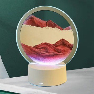 Настільна LED лампа від USB або батарейок, Пісочний годинник, 3D Sand Painting, Червоний / Декоративний RGB нічник-світильник 23457325205 фото