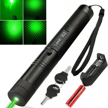 Лазерна указка з зеленим променем, до 10000 метрів Laser pointer YL-303 / Лазер з акумулятором, що перезаряджається / Лазерна указка з ключем 234562932 фото