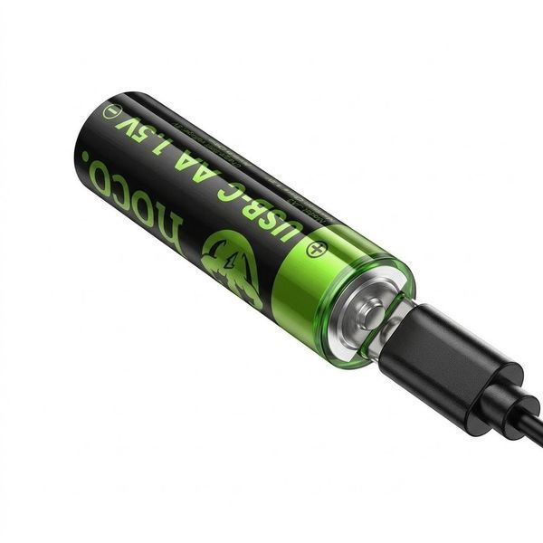 2 шт Акумулятор Li-Ion, AA, 860mAh, 1.5V, USB-C, HOCO JA3, Зелений / Батарейка літій-іонна / Пальчиковий акумулятор 234585737 фото