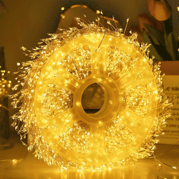 Гірлянда Роса Мішура від мережі, 100м, 2000LED +пульт, Теплий білий / Світлодіодна гірлянда / Новорічна гірлянда 23459175002 фото