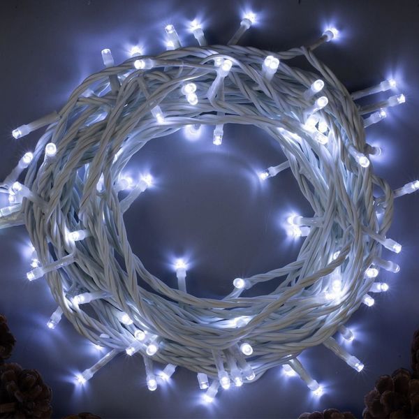 Гирлянда "Нить" от сети 10 м 100 LED уличная, RD-7050, Холодный белый / Новогодняя LED гирлянда для улицы 23456797701 фото