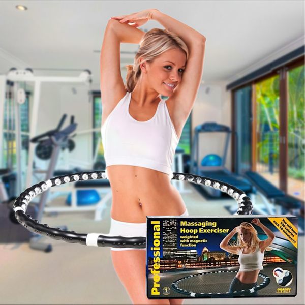 Массажный обруч хулахуп с магнитами, Massaging Hoop Exerciser / Спортивный обруч для похудения с массажными роликами 123457618 фото