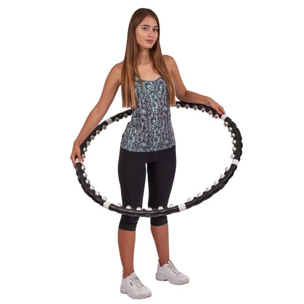 Массажный обруч хулахуп с магнитами, Massaging Hoop Exerciser / Спортивный обруч для похудения с массажными роликами 123457618 фото