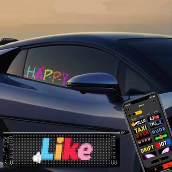 Світлодіодна LED-панель для авто з Bluetooth, 37.7х11 см/Гнучкий екран з анімацією/Гибка LED панель 23458403601 фото