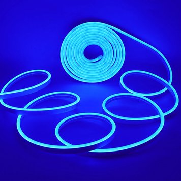 Светодиодная неоновая лента 5 м, 12V-220V, LED NEON, Синяя / Гибкая силиконовая LED лента 234562827 фото