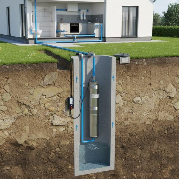 Занурювальний насос NPO, 1,8 кВт, кабель 60м, напір 110м, підвісний шнур, FOCUS 2-110B / Насос для свердловини 345600368 фото