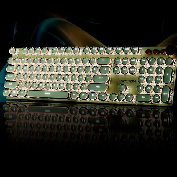 Бездротова механічна клавіатура з RGB підсвіткою V20 / Акумуляторна клавіатура з круглими ретро-клавішами / Стімпанк 234592255 фото