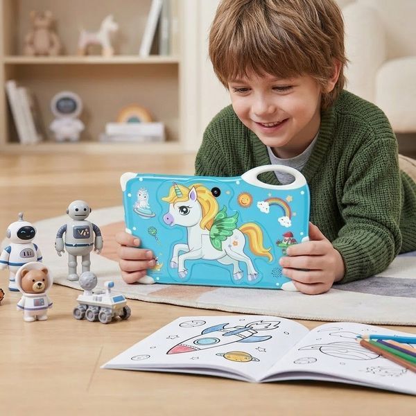 Детский планшет 7", 8/128GB, Wi-Fi, Android, DSK D02, Голубой / Планшет для детей / Сенсорный планшет с камерой 234589086 фото