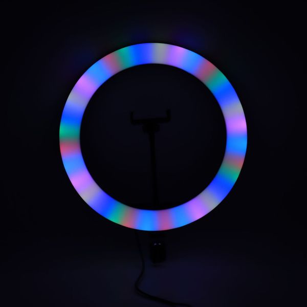 Кільцева RGB лампа 33 см, від USB, з тримачем для телефону, RING MJ33 / Світлодіодне селфі-кільце 234564644 фото