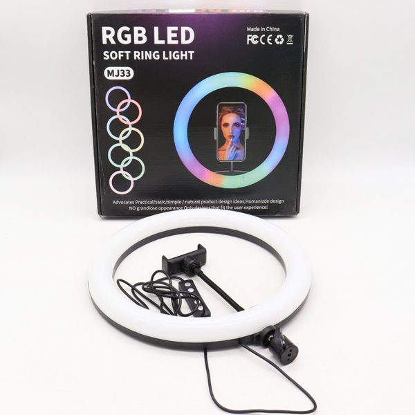 Кільцева RGB лампа 33 см, від USB, з тримачем для телефону, RING MJ33 / Світлодіодне селфі-кільце 234564644 фото