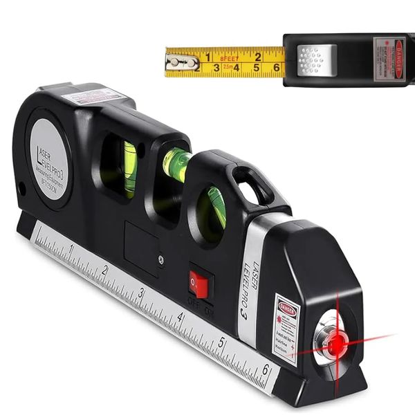 Лазерний рівень з вбудованою рулеткою, LASER LEVEL PRO3 / Нівелір рідинний для будівельних робіт 123460867 фото