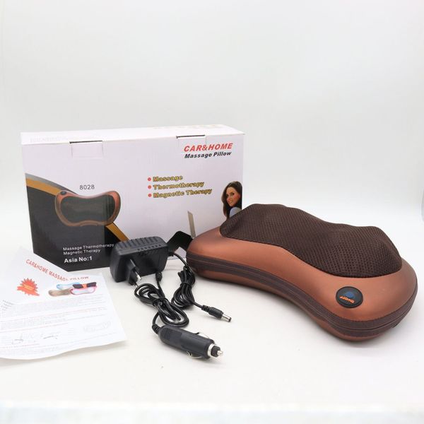 Масажна інфрачервона подушка (31х10х19 см) Massage Pillow 8028 / Роликовий масажер для спини та шиї з підігрівом 123457498 фото