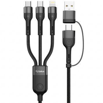 Кабель USB 4в1, USB-A/Type-C + Type-C/Lightning/MicroUSB, 1.2м, 60W, Gelius Multimate GP-UCN006 / Универсальный USB кабель 345610045 фото