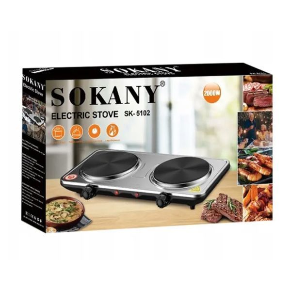 Электрическая плита на 2 конфорки, 2500 Вт, SOKANY SK-5102 / Настольная электроплита двухконфорочная 234583135 фото