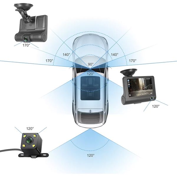 Автомобільний відеореєстратор на 3 камери 1080P, SD319/z233D / Автореєстратор із камерою заднього виду 234566336 фото