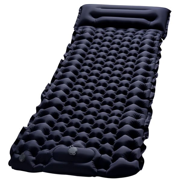 Надувний туристичний матрац 188х58х6см, Outdoor Sleeping Black / Похідний каремат з подушкою 234566419 фото