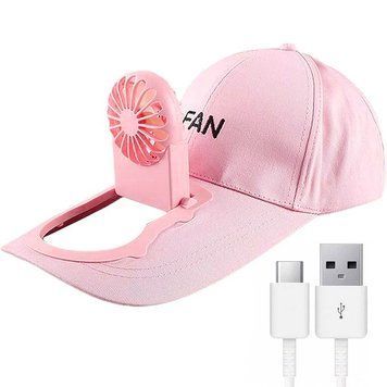 Кепка с вентилятором, от USB, универсальный размер, Розовая / Летняя кепка / Бейсболка с вентилятором 234579213 фото