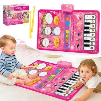 Музыкальный коврик (пианино, барабан) 80 х 50 см / Детский музыкальный инструмент / Детский пианино 234592913 фото