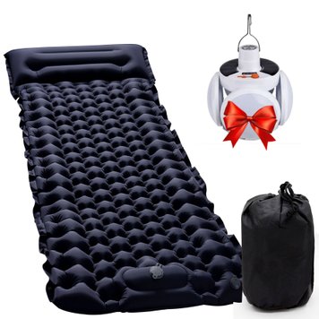 Туристичний матрац Outdoor Sleeping Black + Подарунок Лампа підвісна BL 2029 / Похідний каремат з подушкою 234566419(цей артикул вірний) фото