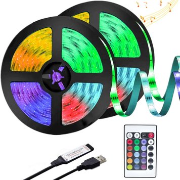 Комплект 2 шт Светодиодная RGB лента 5 м, с пультом, с USB, TV LED Strip CB-5050 / Умная лента для фоновой подсветки телевизора 234568418+234568418 фото