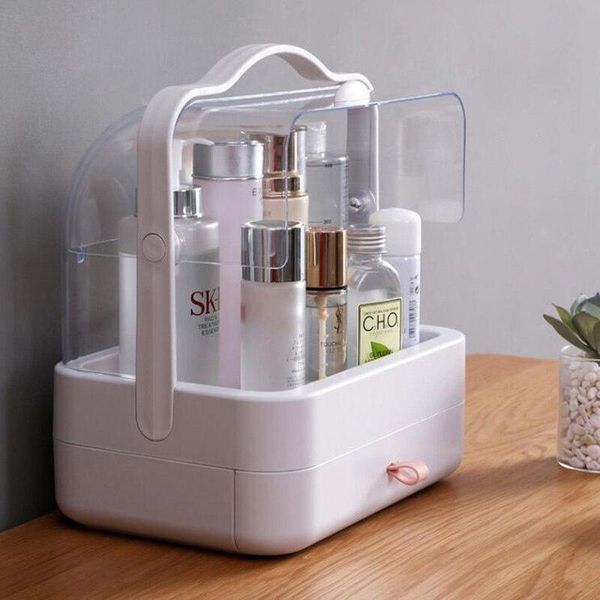 Органайзер для косметики Cosmetic Storage Box, 2 секции, Белый / Кейс для косметики с ручкой / Бьюти бокс 234561440 фото