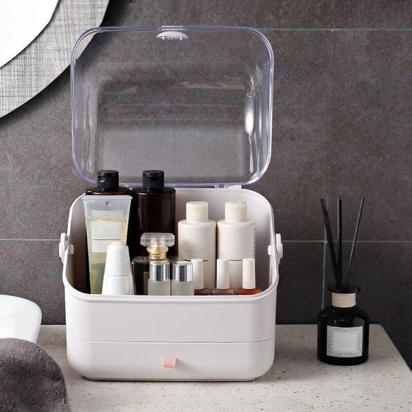 Органайзер для косметики Cosmetic Storage Box, 2 секции, Белый / Кейс для косметики с ручкой / Бьюти бокс 234561440 фото
