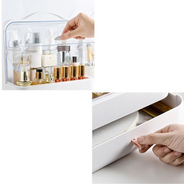 Органайзер для косметики Cosmetic Storage Box, 2 секции, Белый / Кейс для косметики с ручкой / Бьюти бокс 234561440 фото
