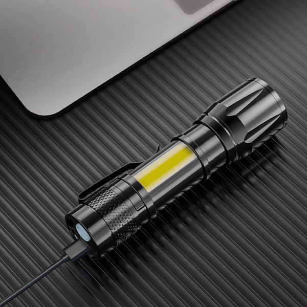 Ручной фонарь аккумуляторный с ZOOM и USB-зарядкой / Светодиодный мини фонарик с клипсой 234570753 фото