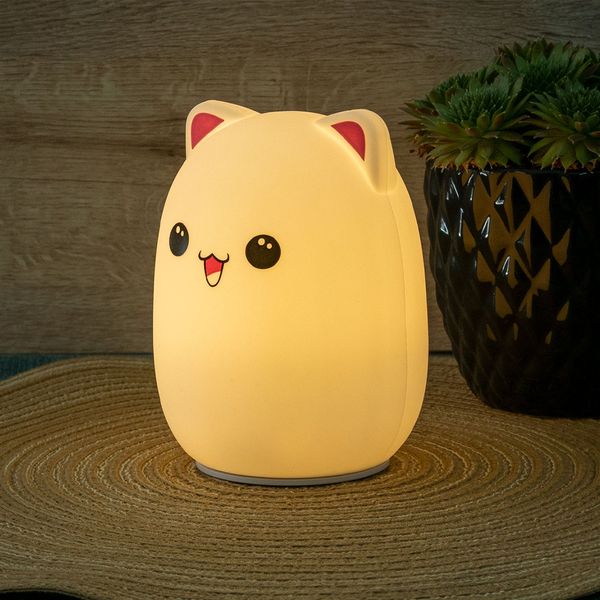 Силіконовий нічник "Котик" з USB, 7 режимів / Дитячий LED світильник / Сенсорний нічник в дитячу кімнату 234562320 фото