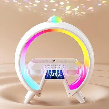 Настольная смарт-лампа ночник с проекцией, от USB (25&times;25&times;8см) Bluetooth, HM-G66 / Беспроводная зарядка 234572748 фото