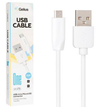 Кабель USB-A to MicroUSB, 2м, 12W, 2А, Gelius One GP-UC116 / Кабель для зарядки телефона / Дата кабель / Зарядный шнур 34561010301 фото