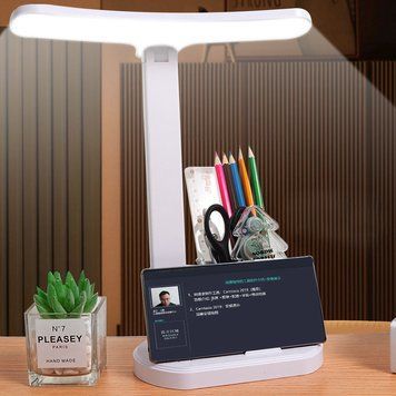 Настольная лампа на аккумуляторе, от USB, 3 режима / Лампа с подставкой для телефона / Светильник настольный 234574952 фото