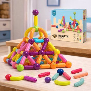 Магнітний конструктор для дітей 36 деталей, Magnetic Sticks H02 / Дитячий конструктор на магнітах / Розвиваючий конструктор 234571365 фото