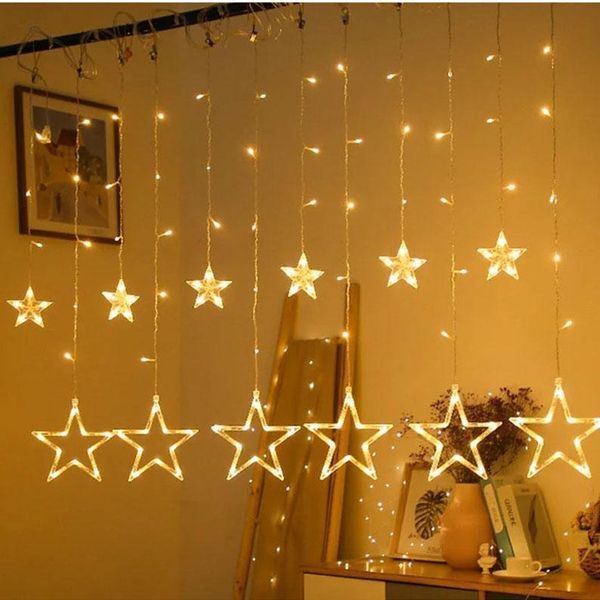 Гирлянда Штора "Звезда", от сети, 3м, 120LED, Теплый белый / Новогодняя светодиодная гирлянда 234564334 фото