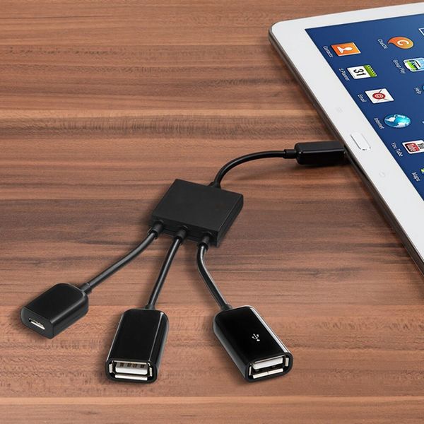 MicroUSB OTG 3-портовый хаб для зарядки, 1хMicro USB, 2хUSB / Адаптер для зарядки телефона 234565732 фото