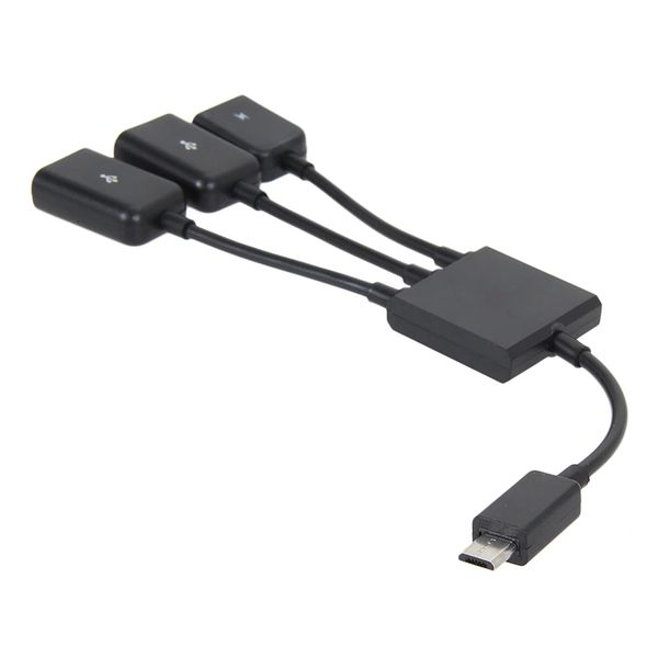 MicroUSB OTG 3-портовый хаб для зарядки, 1хMicro USB, 2хUSB / Адаптер для зарядки телефона 234565732 фото