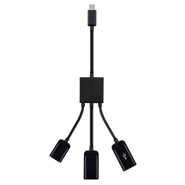 MicroUSB OTG 3-портовый хаб для зарядки, 1хMicro USB, 2хUSB / Адаптер для зарядки телефона 234565732 фото