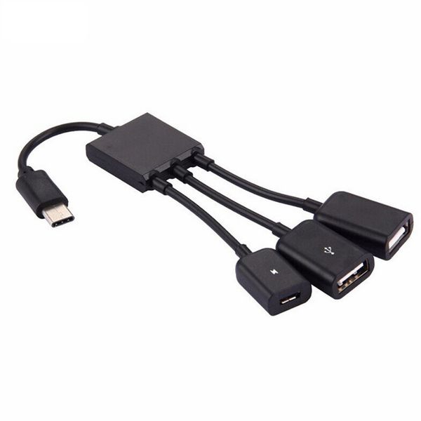 MicroUSB OTG 3-портовый хаб для зарядки, 1хMicro USB, 2хUSB / Адаптер для зарядки телефона 234565732 фото