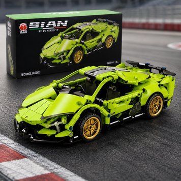Дитячий конструктор машинка 1280 деталей, 8+, Lamborghini Sian FK937, Зелений / Блоковий конструктор для дітей суперкар Ламба 234596820 фото